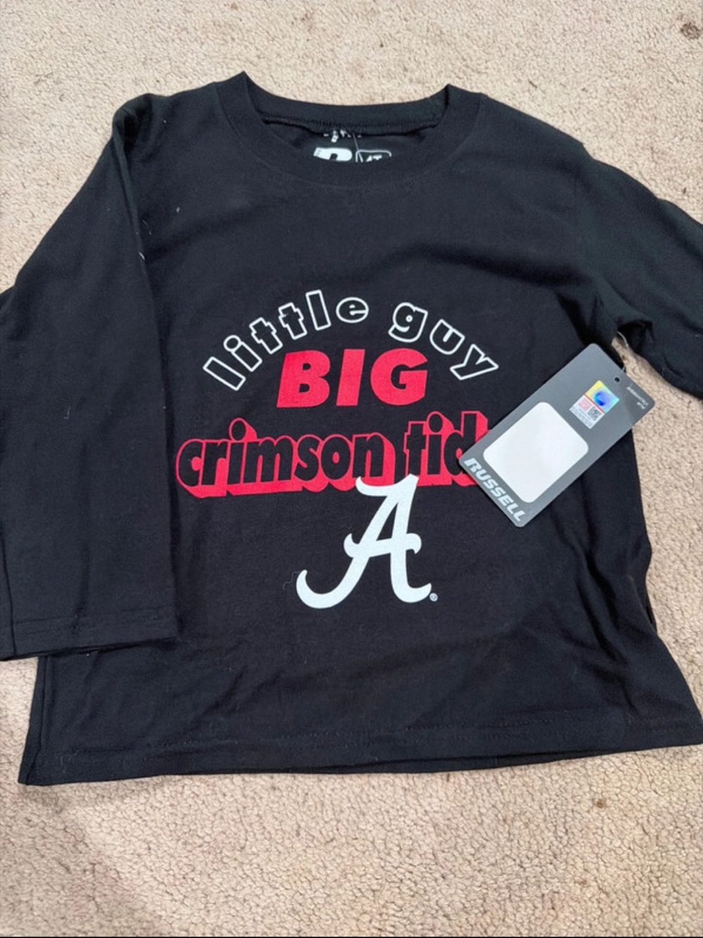 Russell Athletic Black Long-Sleeve 'Little Guy Big Crimson Tide' Tee